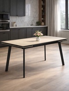 Стол кухонный керамический раздвижной «Норман», 1200(1800)×800×750 мм, цвет бежевый / черный  (артикул 10997924)  большой выбор товаров оптом и в розницу по низким ценам с доставкой