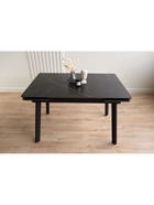 Стол кухонный керамический раздвижной «Норман», 1200(1800)×800×750 мм, цвет черный мрамор / черный  (артикул 10997925)  большой выбор товаров оптом и в розницу по низким ценам с доставкой