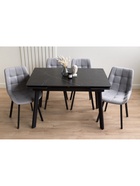 Стол кухонный керамический раздвижной «Норман», 1200(1800)×800×750 мм, цвет черный мрамор / черный  (артикул 10997925)  большой выбор товаров оптом и в розницу по низким ценам с доставкой