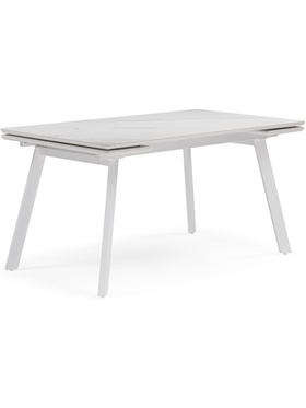 Стол кухонный керамический раздвижной «Норман», 1400(2000)×800×750 мм, цвет белый мрамор / белый  (артикул 10997927)  большой выбор товаров оптом и в розницу по низким ценам с доставкой