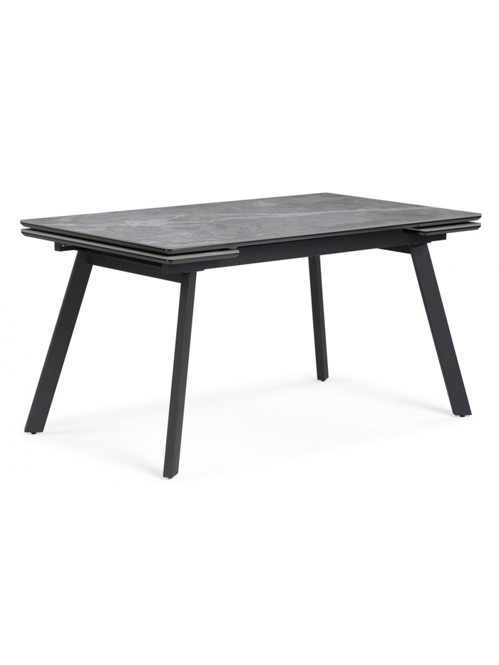 Стол кухонный керамический раздвижной «Норман», 1400(2000)×800×750 мм, цвет серый мрамор / черный - Фото 1