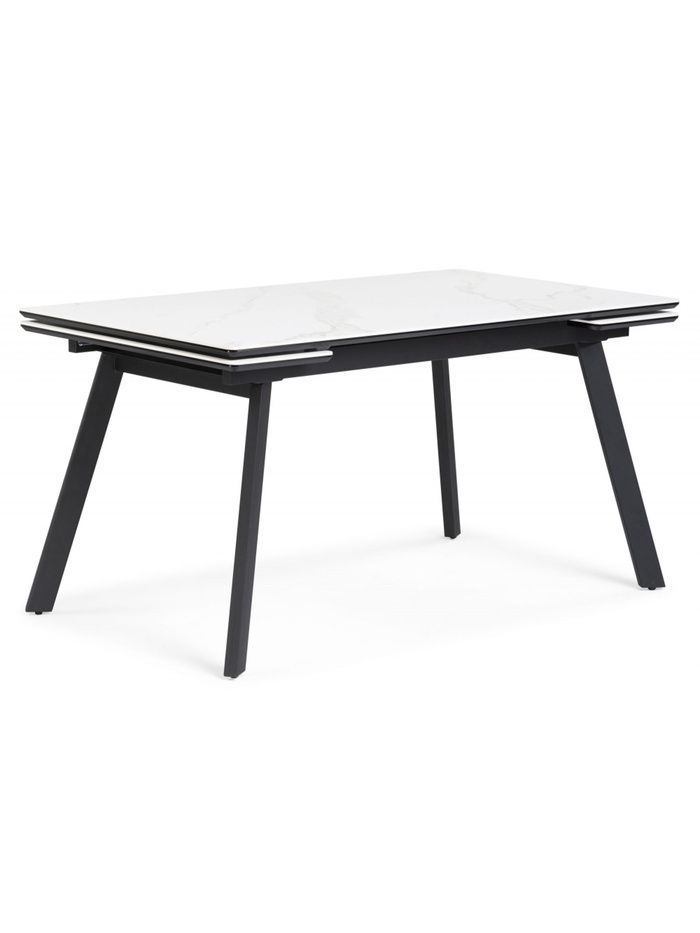 Стол кухонный керамический раздвижной «Норман», 1400(2000)×800×750 мм, цвет белый мрамор / черный - Фото 1