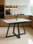 Стол кухонный керамический раздвижной «Памелла», 1200(1800)×800×750 мм, цвет светло-серый / черный  (артикул 10997961)  большой выбор товаров оптом и в розницу по низким ценам с доставкой