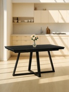 Стол кухонный керамический раздвижной «Памелла», 1200(1800)×800×750 мм, цвет черный мрамор / черный  (артикул 10997963)  большой выбор товаров оптом и в розницу по низким ценам с доставкой