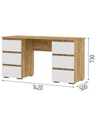 Стол письменный «Элла ПС 02», 500×1420×730 мм, цвет белый / дуб крафт золото - фото 121986578