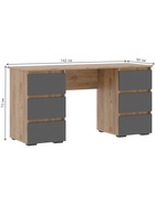 Письменный стол Элла ПС 02 серый графит 0162 / дуб крафт золото - фото 121986582
