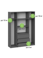Шкаф четырёхстворчатый «Сибити», 1601×462×2052 мм, цвет графит серый  (артикул 10998027)  большой выбор товаров оптом и в розницу по низким ценам с доставкой