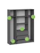 Шкаф четырёхстворчатый «Сибити», 1601×462×2052 мм, цвет графит серый  (артикул 10998027)  большой выбор товаров оптом и в розницу по низким ценам с доставкой