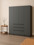 Шкаф четырёхстворчатый «Сибити», 1601×462×2052 мм, цвет графит серый  (артикул 10998027)  большой выбор товаров оптом и в розницу по низким ценам с доставкой