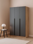 Шкаф трёхстворчатый «Широн», 1200×550×2000 мм, цвет графит серый/дуб крафт золото - фото 122245179