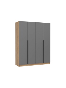 Шкаф четырёхстворчатый «Широн», 1600×550×2000 мм, цвет графит серый/дуб крафт золото