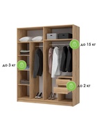 Шкаф четырёхстворчатый «Широн», 1600×550×2000 мм, цвет графит серый/дуб крафт золото - фото 122245201