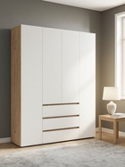 Шкаф четырёхстворчатый «Элла ШК 05», 1600×460×2080 мм, цвет белый/дуб крафт золото - фото 122245226