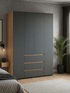 Шкаф четырёхстворчатый «Элла ШК 05», 1600×460×2080 мм, цвет серый графит/дуб крафт золото - фото 122245239