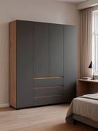 Шкаф четырёхстворчатый «Элла ШК 05», 1600×460×2080 мм, цвет серый графит/дуб крафт золото - фото 122245240