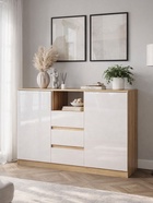 Комод напольный «Маллоу-2», 1300×435×930 мм, цвет дуб вотан / белый глянец  (артикул 10998043)  большой выбор товаров оптом и в розницу по низким ценам с доставкой