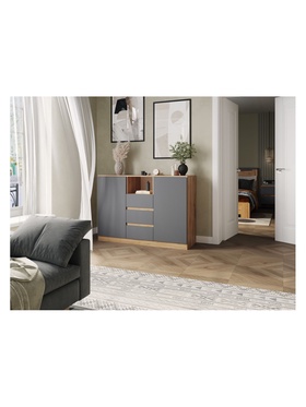 Комод напольный «Маллоу-2», 1300×435×930 мм, цвет дуб вотан / графит софт