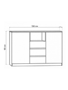 Комод напольный «Маллоу-2», 1300×435×930 мм, цвет дуб вотан / графит софт  (артикул 10998044)  большой выбор товаров оптом и в розницу по низким ценам с доставкой