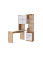 Стол компьютерный «Ганор», левый, 1450×1280×2000 мм, цвет дуб вотан/белый - фото 121986596