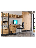 Полка настенная Iris, 1200×334×256 мм, цвет металл дуб вотан / черный муар  (артикул 10998071)  большой выбор товаров оптом и в розницу по низким ценам с доставкой