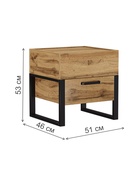 Тумба прикроватная Iris, 510×460×530 мм, цвет дуб вотан/чёрный муар  (артикул 10998094)  большой выбор товаров оптом и в розницу по низким ценам с доставкой