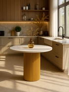 Стол кухонный деревянный «Барел 89», 900×900×750 мм, цвет белый/золото  (артикул 10998101)  большой выбор товаров оптом и в розницу по низким ценам с доставкой