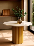 Стол кухонный деревянный «Барел 89», 900×900×750 мм, цвет белый/золото  (артикул 10998101)  большой выбор товаров оптом и в розницу по низким ценам с доставкой