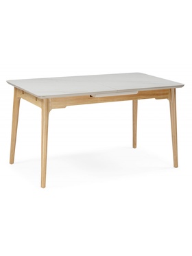 Стол кухонный Halmar, 1400(1800)×800×770 мм, цвет белый спечённый камень/светлое дерево