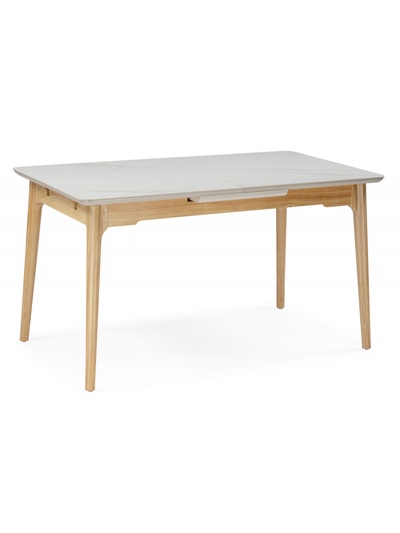 Стол кухонный Halmar, 1400(1800)×800×770 мм, цвет белый спечённый камень/светлое дерево