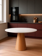 Стол кухонный Huge, 1200×1200×750 мм, цвет белый/коричневый  (артикул 10998108)  большой выбор товаров оптом и в розницу по низким ценам с доставкой