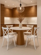 Стол кухонный Huge, 1200×1200×750 мм, цвет белый/коричневый  (артикул 10998108)  большой выбор товаров оптом и в розницу по низким ценам с доставкой