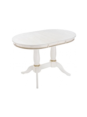 Стол кухонный деревянный раздвижной «Кантри 120», 1200(1600)×800×750 мм, цвет молочный/патина золото