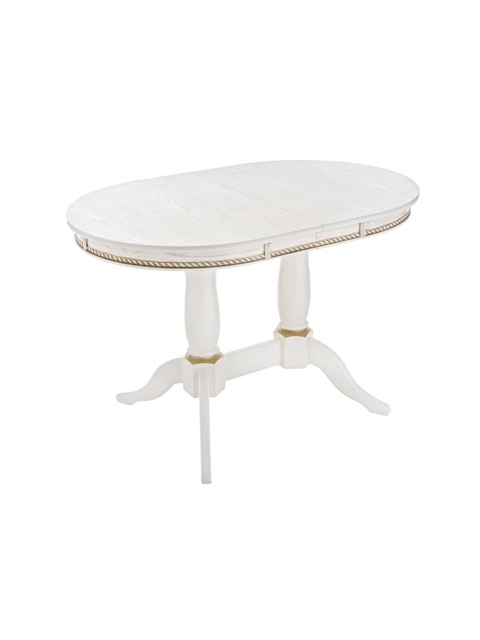 Стол кухонный деревянный раздвижной «Кантри 120», 1200(1600)×800×750 мм, цвет молочный/патина золото - Фото 1