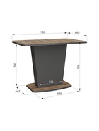 Стол кухонный деревянный раздвижной «Комфорт», 1100(1450)×680×755 мм, цвет авелано/графит  (артикул 10998122)  большой выбор товаров оптом и в розницу по низким ценам с доставкой