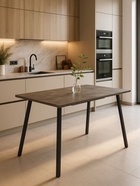 Стол кухонный деревянный раздвижной «Кортни», 1170(1570)×770×750 мм, цвет бетон светлый/чёрный матовый  (артикул 10998127)  большой выбор товаров оптом и в розницу по низким ценам с доставкой