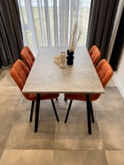 Стол кухонный деревянный раздвижной «Кортни», 1170(1570)×770×750 мм, цвет бетон светлый/чёрный матовый  (артикул 10998127)  большой выбор товаров оптом и в розницу по низким ценам с доставкой