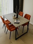 Стол кухонный деревянный раздвижной «Лиман», 1170(1570)×770×750 мм, цвет бетон светлый/чёрный матовый  (артикул 10998134)  большой выбор товаров оптом и в розницу по низким ценам с доставкой