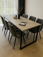 Стол кухонный деревянный раздвижной «Лиман», 1170(1570)×770×750 мм, цвет бетон светлый/чёрный матовый  (артикул 10998134)  большой выбор товаров оптом и в розницу по низким ценам с доставкой