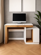 Стол компьютерный Модена белый / дуб вотан - фото 121986705