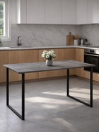 Стол кухонный деревянный «Лиман», 1400×800×750 мм, цвет бетон светлый/чёрный матовый  (артикул 10998157)  большой выбор товаров оптом и в розницу по низким ценам с доставкой