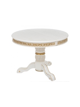 Стол кухонный деревянный раздвижной «Лорд», 1100(1600)×1100×790 мм, цвет молочный/патина золото