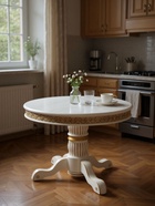 Стол кухонный деревянный раздвижной «Лорд», 1100(1600)×1100×790 мм, цвет молочный/патина золото  (артикул 10998161)  большой выбор товаров оптом и в розницу по низким ценам с доставкой