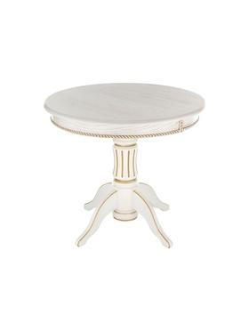 Стол кухонный деревянный раздвижной «Павия», 900(1200)×900×800 мм, цвет молочный/патина золото