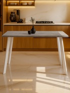 Стол кухонный деревянный «Тринити Лофт», 1400×800×760 мм, цвет бетон светлый/белый матовый  (артикул 10998189)  большой выбор товаров оптом и в розницу по низким ценам с доставкой