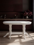 Стол кухонный деревянный овальный раздвижной «Эвклаз», 1600(2000)×900×770 мм, цвет белый  (артикул 10998199)  большой выбор товаров оптом и в розницу по низким ценам с доставкой