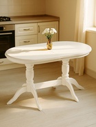 Стол кухонный деревянный овальный раздвижной «Эритрин», 1400(1800)×800×770 мм, цвет белый  (артикул 10998202)  большой выбор товаров оптом и в розницу по низким ценам с доставкой