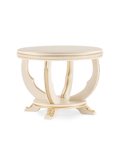 Столик журнальный «Луис», 700×700×520 мм, цвет слоновая кость / золото