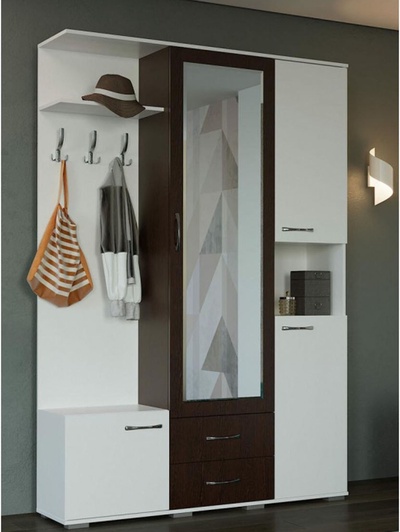 Прихожая «Бертра», 1400×384×2090 мм, цвет венге / белый