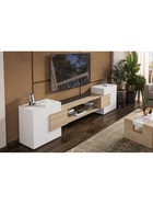 Тумба под ТВ «Лисмор», 2540×370×620 мм, цвет белый/сонома  (артикул 10998249)  большой выбор товаров оптом и в розницу по низким ценам с доставкой