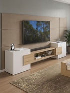 Тумба под ТВ «Лисмор», 2540×370×620 мм, цвет белый/сонома  (артикул 10998249)  большой выбор товаров оптом и в розницу по низким ценам с доставкой